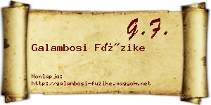 Galambosi Füzike névjegykártya